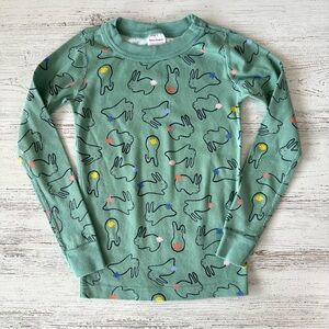 *3/$20* HANNA ANDERSSON Bunny Rabbit Green Pajama Top Long Sleeve Tee 6-7 Green